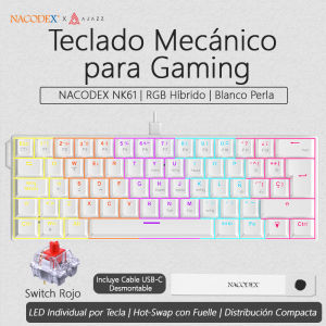 AJAZZ | AJAZZ NK61 Spanish Layout 61-Key Wired Gaming Mechanical Keyboard Supports Full-Key Hot Swapping Suitable for Office and Gaming