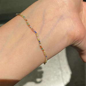 Dopamine Colorful Zirconia Pullable Bracelet Premium Sensation Ultra Glitzy Exquisite Luxury Fashion Jewelry Accessory