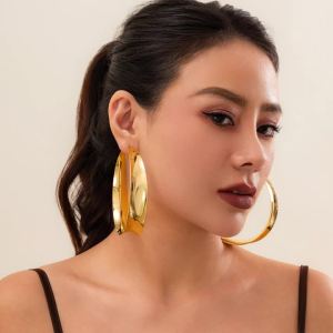 Ingemark | Exaggerated Big Punk Geometric Circle Hoop Earrings for Women 2024 Trend Vintage Smooth Piercing Earring Y2K Jewelry Gift New