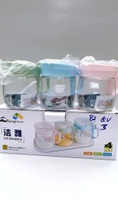 Bộ 3 hũ đựng gia vị thủy tinh cao cấp kèm khay và muỗng tiện lợi bền đẹp cho gian bếp