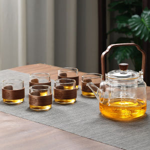 Smoky Gray Glass Multi-functional Tea Pot Heat Resistant and Steam-Boil Integration