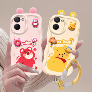 Cute Cartoon Bear Silicone Phone Case for Realme V20 V23 V23i V25 Full Cover Protective Shell Ultra Thin Soft Anti-Fall Womens Style