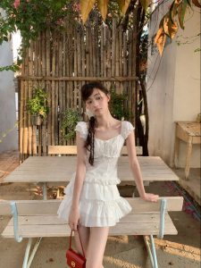 NIHAOKANONG | Bộ Áo Cổng Ruffle và Chân Váy Dành Cho Phụ Nữ Mùa Hè