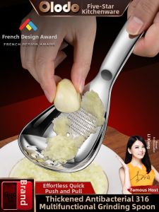 Olodo | Multi-Functional Masher Garlic Grater Ginger Grinder Strainer 316 Stainless Steel