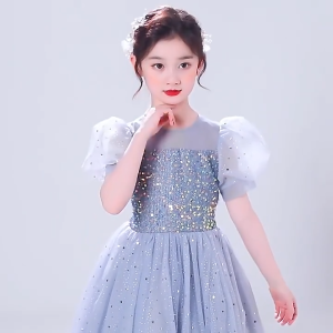 LITTLE OTOTO- 4-14T Dress Premium Long JOICE - Korean Style Tile Lapis IMPORT Baju Pesta Aqiqah Baptis Anak Perempuan Mekar Putri Princess Frozen Cinderella