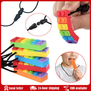 Silicone Teether NecklaceMassage Nubs Design Soothes Sore Gums Food-Grade Material Safe for Chewing Ideal for Teething Infants Sensory Chew Necklace Brick Chewy Kids Silicone Biting Pencil Topper Teether Toy Silicone teether for children with autism