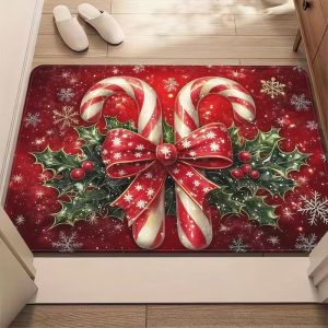 Thảm Chào Mừng Giáng Sinh VIKAMA Ông Già Noel Tuần Lộc Thiết Kế Hình Bông Tuyết Thảm Trải Sàn Lối Vào Bằng Polyester Để Trang Trí Nhà Cửa Ngày Lễ