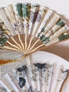 Chinese Style Hand Folding Fan Portable Silk Flower Folding Fan Dance Prop Retro Art Gift Ornament