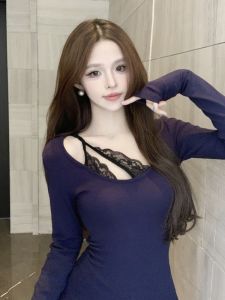 GUZILIAN | เสื้อเชิ้ตแขนยาวผู้หญิงฤดูใบไม้ร่วง/ฤดูหนาว ดีไซน์เก๋ไก๋ ดีเทลผ้าชีฟองสั้น เสื้อชั้นในลูกไม้เซ็กซี่สไตล์เกาหลี