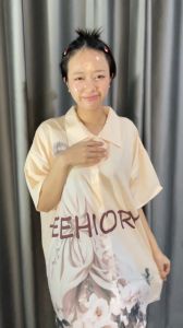 [FREE SIZE] ชุดนอนซาตินลายผู้หญิงเนื้อผ้าเบาสบายไม่ร้อนไม่บางจนเกินไป ผ้านิ่มๆยืดหยุ่นได้