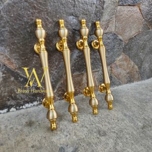 Handle Pintu Rumah Kuningan Motif Dahlia Gold 34 cm 4 pcs