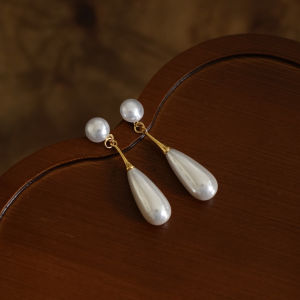 Pianist | Face Slimming Long Drip Pearl Earrings Silver 925