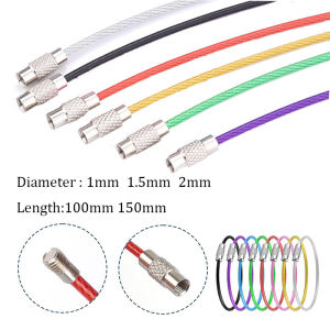 10pcs 10/15/20CM Colorful Stainles Steel Wire Keychain Cable Loop Screw Lock Rope Key Holder Keyring Key Chain Rings