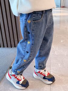 Girls Casual Thin Denim Jeans Spring Autumn New Style Childrens Pants Baby Fashionable Casual Versatile Trendy Kids Clothes