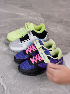 Hobibear Silver Sports Shoes with Velcro Strap and Laces for Kids. Breathable Mesh Upper Non-Slip Outsole Adjustable Fit. Casual Wear for Indoor or Outdoor Activities.