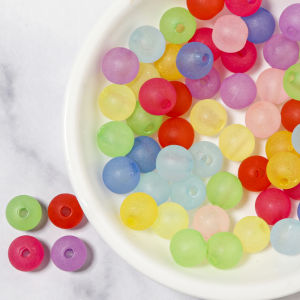 100pcs Acrylic Frosted Round Bead 8mm Mixed Color Loose Spacer Beads for Jewelry Making DIY Bracelets Phone Chains Accessories