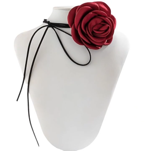 Rose Flower Choker Flower Necklace Romantic Gothic Rope Fashion Clavicle Chain Adjustable Rope Choker Y2K Accessories Jewelry for Women