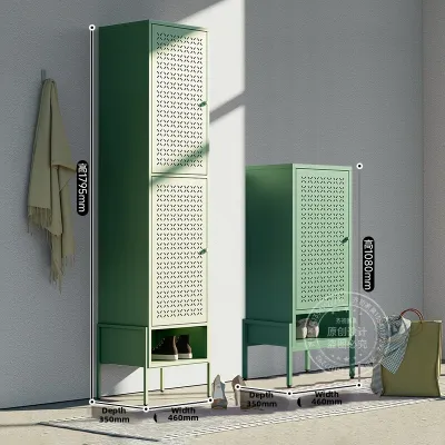 Metal Steel Entranceway Cabinet Outdoor Door Back Storage Shoe Rack Balcony Cabinet Home Use Iron Thin Panel Organizer