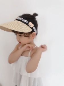 Mũ cói hình gấu cho bé nửa đầu lưỡi chai chống nắng đi chơi du lịch thiết kế dễ thương thời trang mùa hè Bin Sports M016