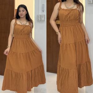 PLUS MARIAN SUMMER DRESS SELF TIE MAXI DRESS SOFT LINEN (L-2XL)