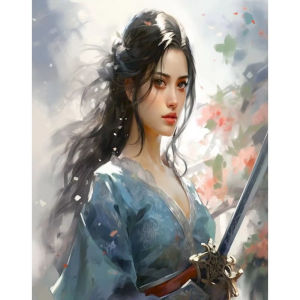 Paint By Numbers Kit for Adults Beginner 40X50CM Blue Tone Female Portrait DIY Painting Home Wall Decor Art Craft Gift