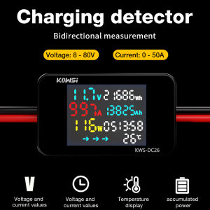 KWS-DC26 DC8-80V Battery Charging Detector LCD Color Screen Voltmeter Ammeter Electric Power Meter Current Voltage Monitoring