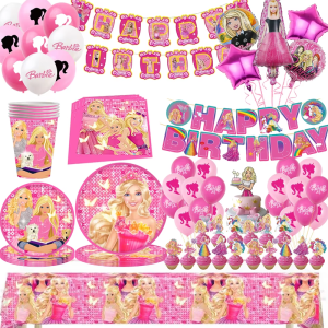 Disney | Pink Princess Theme Birthday Party Supplies - Balloons Banner - Cups Plates Tablecloths Childrens Baptism Decorations