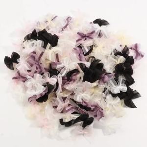 30pcs/lot 2.5x2.5cm Mesh Lace Ribbon Bows Mutilcolor Polyester Satin Ribbon Bow Flower DIY Decoration Headwear Accessories 