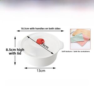 Thickened Plastic Microwave Safe Food Container Lightweight Steam Tray round Bowl with Lid for Heating Rice And Food