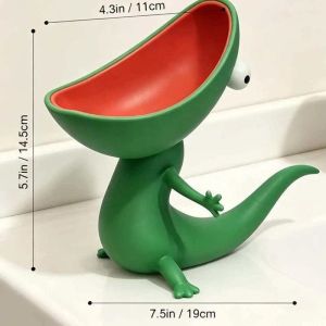 【New Arrival】Aitemay 3D Printed Lizard Soap Holder - PLA Key Storage Box Open Mouth Tray Multi-Functional Bathroom Desk Organizer Cute Home Decor Gift for Keys Coins Candy