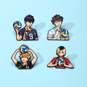 Bộ 4 Ghim Men Haikyuu Trâm Cài Anime Dành Cho Người Hâm Mộ Bóng Chuyền Hinata Kageyama Oikawa Kenma Quà Tặng Sưu Tầm