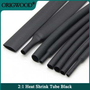 1m 2:1 Heat Shrink Heatshrink Tube Black Diameter 0.6mm ~ 180mm Wire Repair DIY Cable Protecctor Tubing Sleeving Wrap