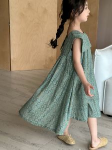 Princess Style Floral Print Summer Dress for Girls Childrens Clothing Korean Version Fresh And Stylish Cotton Blend Fabric