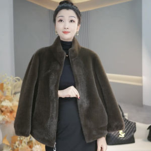 Gold Otter Short Coat Mom Jacket Fur Integrated High End Fashion Womens Clothing Haining Fur Silver Blue Otter Long Sleeve Zipper