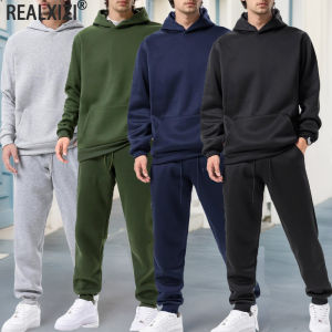 2025 Mens Autumn and Winter New Solid Color Hoodie+pants Two-piece Set Fashionable Casual Sports Set Size S-3XL Mens Tracksuit