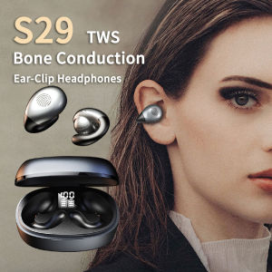 ♥ SFREE Shipping ♥ Original New S29 TWS Ambie Sound Bone Conduction Bluetooth 5.2 Earphones Wireless Headphones Ear-Clip Earring with Mic HiFi Stereo Sports Waterproof Headsets