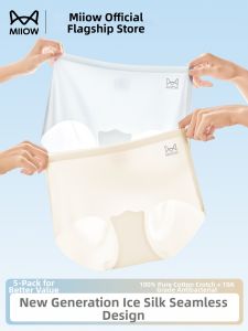 MiiOW | Antibacterial Breathable Cotton Seamless Womens Mid-Waist Ice Silk Triangle Briefs