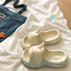 Adorable Rabbit Themed Slip-On Sandals Womens Summer 2025 New Style Beachwear Thick Bottom Anti-Slip Breathable Slippers