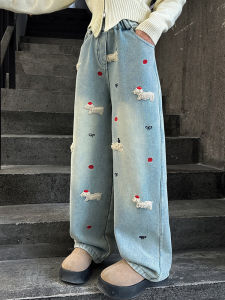 Girls Jeans Straight Leg Wide Leg Pants Spring Autumn New Style Children Casual Pants 13 Years Old Girl Junior High School Denim