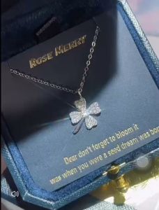 Dây chuyền bạc nữ Tyche Clover nạm đá chốt khóa cao cấp trẻ trung phù hợp đeo đi học đi chơiđi làm TYCHE JEWELRY