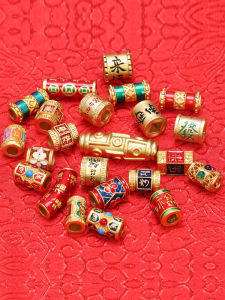 High Color Retention Alluvial Gold Fu Character Elbow Good Luck Comes Barrel Beads DIY Bracelet Wrist Chain Bracelet Spacer Beads Accessories Large Hole