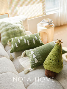 ปลอกหมอนอิงคริสต์มาส ผ้าเนื้อนุ่ม สีเขียว นุ่ม สำหรับห้องเด็ก ของตกแต่งบ้านใหม่ รูปทรงสามเหลี่ยม สี่เหลี่ยมจัตุรัส สี่เหลี่ยมผืนผ้า