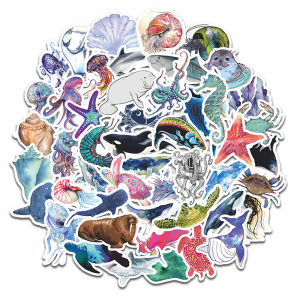 Cute Cartoon Marine Animal Waterproof Stickers 50 Sheets