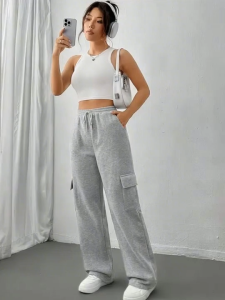Amazon Europe and the United States cross-border womens new fashion side bag with a solid color straight leg wide leg pants