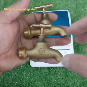 Vòi nước gắn đồng hồ bằng đồng thau đúc nguyên khối đầu phi 21mm