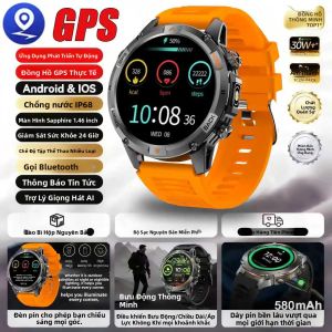 Đồng Hồ Thông Minh IOS Ultra GPS Dành Cho Nam Giới Chống Nước La Bàn Băng Tần Kép Thể Thao Quân Sự Tích Hợp Đèn Pin Nhắc Nhở Cuộc Gọi BT Theo Dõi Sức Khỏe