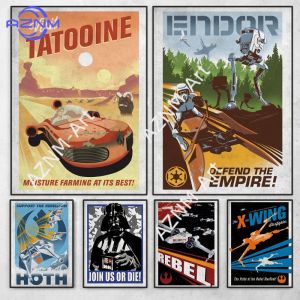 Disney | 1Pc Frameless G-Galactic Propaganda Retro Poster Planet Space Tatooine Canvas Painting Movie Wall Art Picture for Living Room Ho