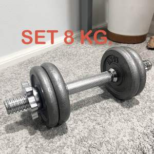 ดัมเบลเซ็ทเหล็ก 8 กก เกรดเอ แกน 1.2 นิ้ว (30มม.) ของใหม่ สีหนา กันสนิม คานชุบโครเมี่ยม สวยงาม ล็อคยางกันลื่น