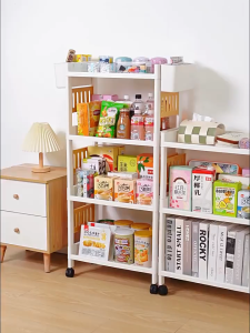 MY Stock Multi-Functional Storage Shelf with Adjustable Wheels - Kitchen Spice Rack & Bookshelf Organizer Rack