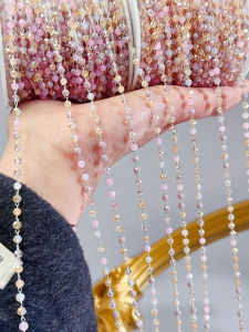 สีชมพู AB คริสตัล DIY สร้อยข้อมือสร้อยคอพู่ม่านแฮนด์เมดแฟชั่นเครื่องประดับอุปกรณ์เสริมสามมิลลิเมตร